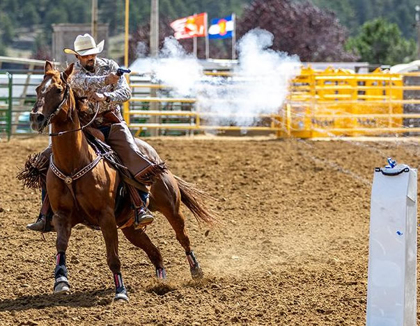 David Competeting in Cowboy Mounted Shooting (CMSA)
