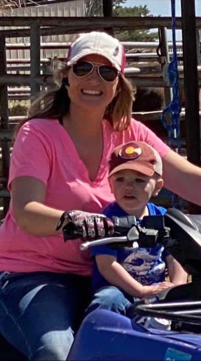 Heather & her son out Doing Chores,  Flying A Wagyu Located in Northern Colorado