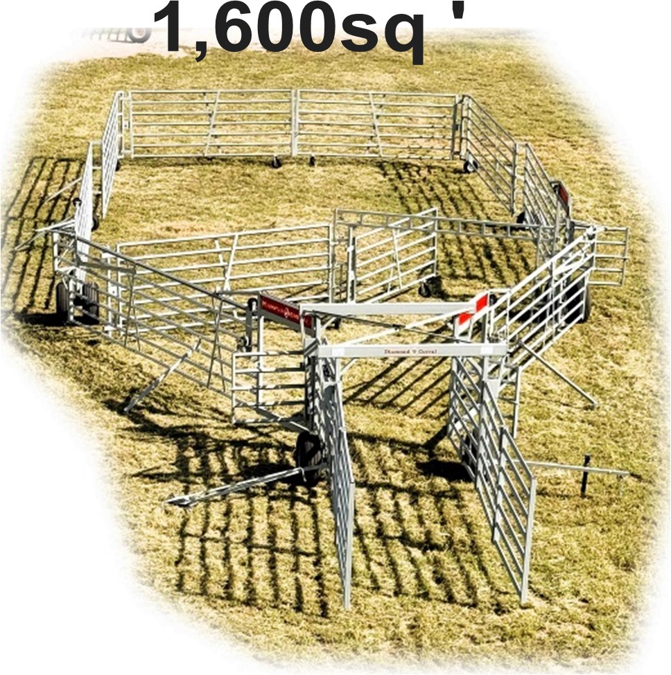 Diamond W Portable Cattle Corral Dual Rear Wheel