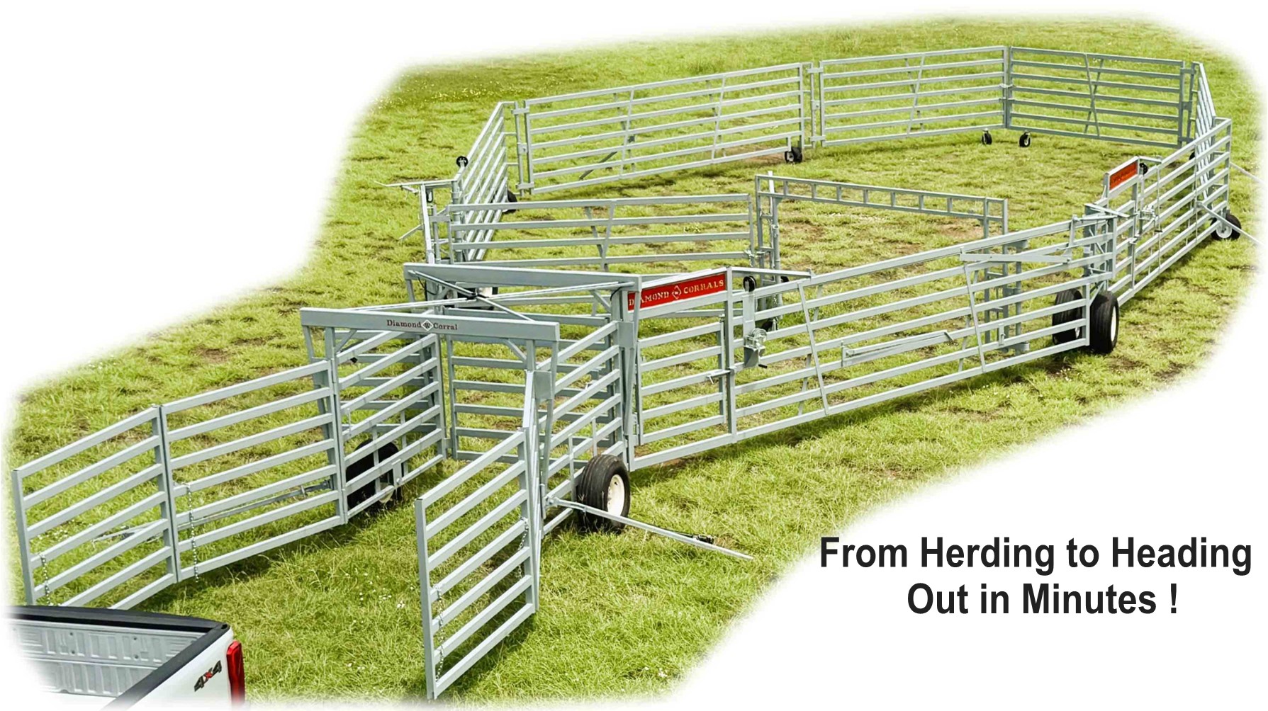 Diamond W Portable Cattle Corral Dual Rear Wheel