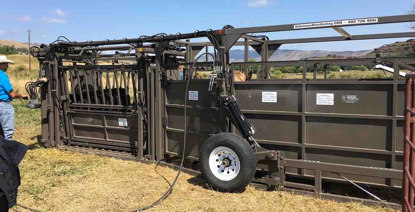 Portable Hydraulic Cattle Working Chute, Double Alley with Tub